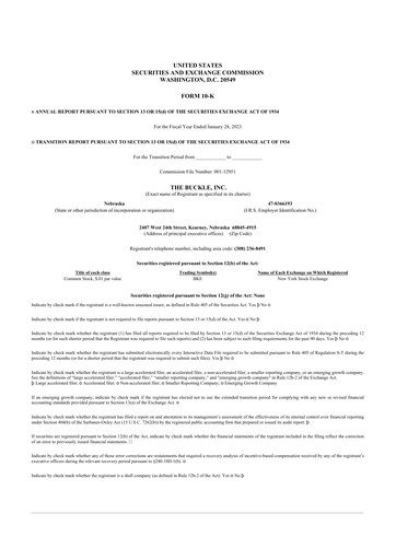 Thumbnail Buckle
 10-K Annual Report 2022