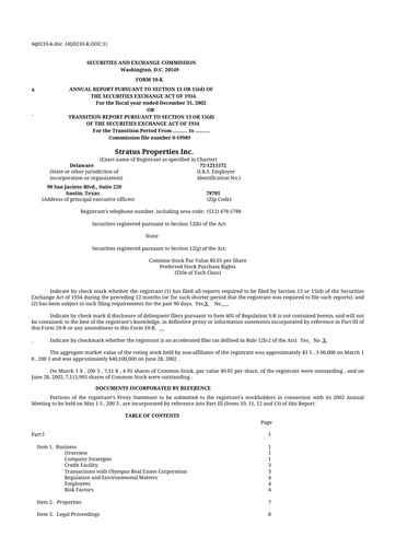Thumbnail Stratus Properties 10-K Annual Report 