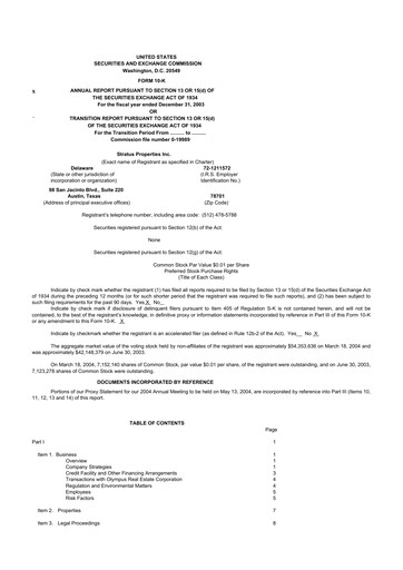 Thumbnail Stratus Properties 10-K Annual Report 