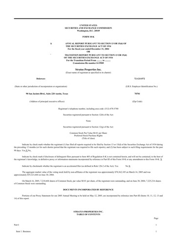 Thumbnail Stratus Properties 10-K Annual Report 