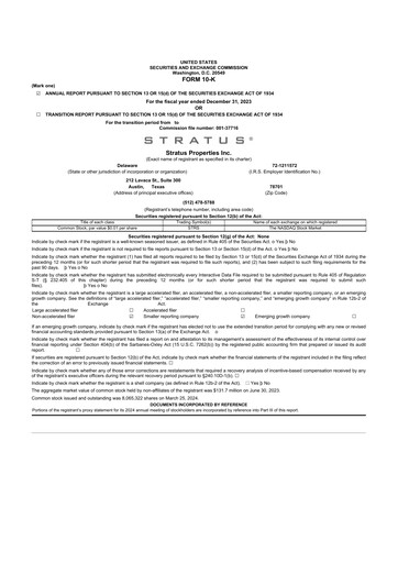 Thumbnail Stratus Properties 10-K Annual Report 2023