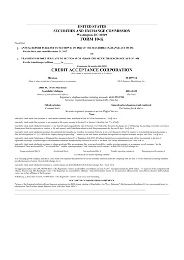 Thumbnail Credit Acceptance
 10-K Annual Report 2017