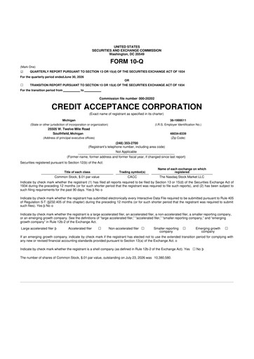 Vorschaubild Credit Acceptance
 10-Q Quartalsbericht 2026 