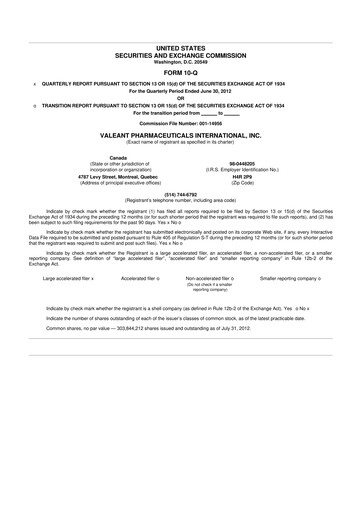 Miniature Bausch Health
 10-Q Rapport trimestriel 2012 