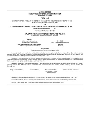 Miniature Bausch Health
 10-Q Rapport trimestriel 2013 