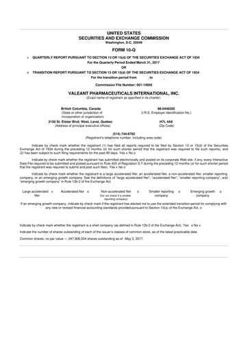 Miniature Bausch Health
 10-Q Rapport trimestriel 2017 