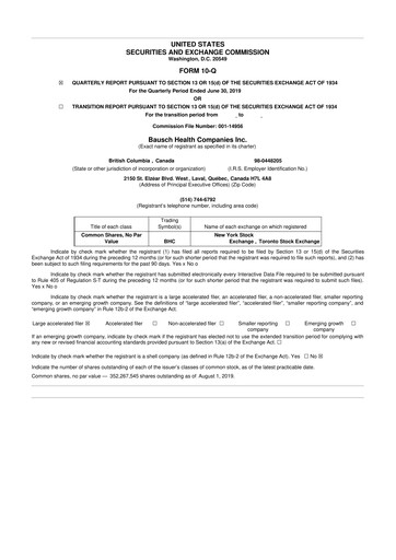 Miniature Bausch Health
 10-Q Rapport trimestriel 2019 