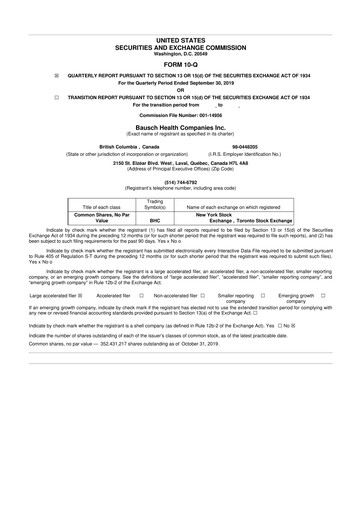 Miniature Bausch Health
 10-Q Rapport trimestriel 2019 