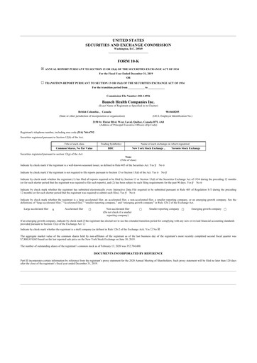 Vorschaubild Bausch Health
 10-K Jahresbericht 2019