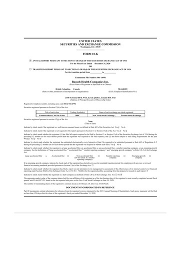 Vorschaubild Bausch Health
 10-K Jahresbericht 2020