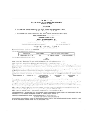 Vorschaubild Bausch Health
 10-K Jahresbericht 2022