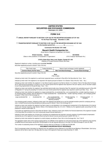 Miniature Bausch Health
 10-K Rapport annuel 2025