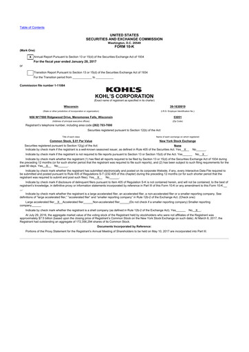 Thumbnail Kohl's
 10-K Annual Report 2016