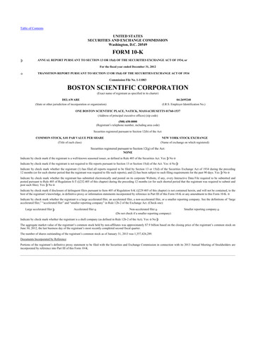 Thumbnail Boston Scientific 10-K Annual Report 2012