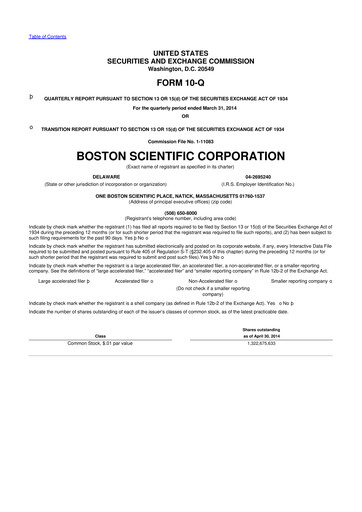 Vorschaubild Boston Scientific 10-Q Quartalsbericht 2014 