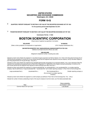 Vorschaubild Boston Scientific 10-Q Quartalsbericht 2014 
