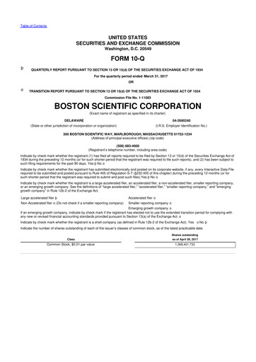 Vorschaubild Boston Scientific 10-Q Quartalsbericht 2017 