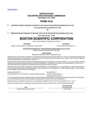Vorschaubild Boston Scientific 10-Q Quartalsbericht 2018 