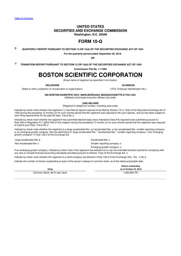 Vorschaubild Boston Scientific 10-Q Quartalsbericht 2018 