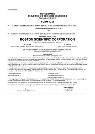 Vorschaubild Boston Scientific 10-Q Quartalsbericht 2019 