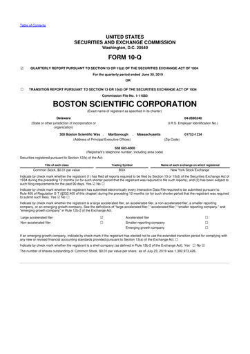 Vorschaubild Boston Scientific 10-Q Quartalsbericht 2019 