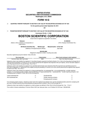 Vorschaubild Boston Scientific 10-Q Quartalsbericht 2019 