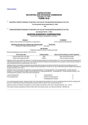 Vorschaubild Boston Scientific 10-Q Quartalsbericht 2020 