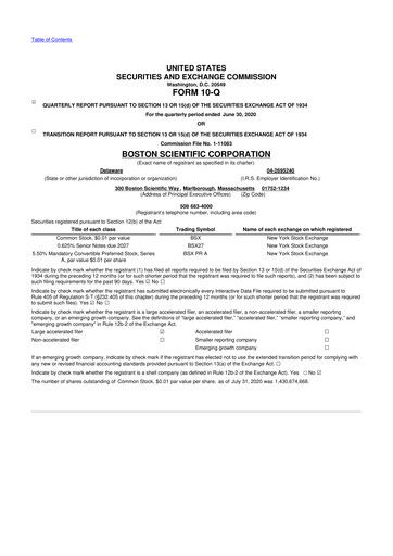 Vorschaubild Boston Scientific 10-Q Quartalsbericht 2020 