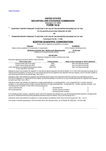 Vorschaubild Boston Scientific 10-Q Quartalsbericht 2020 