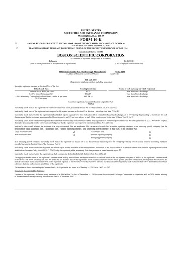 Thumbnail Boston Scientific 10-K Annual Report 2020