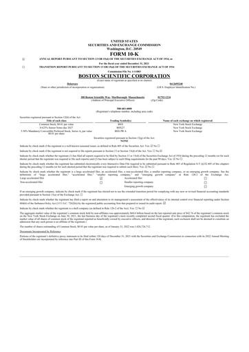 Thumbnail Boston Scientific 10-K Annual Report 2021