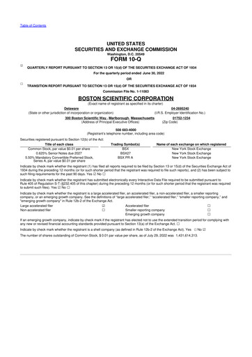 Vorschaubild Boston Scientific 10-Q Quartalsbericht 2022 