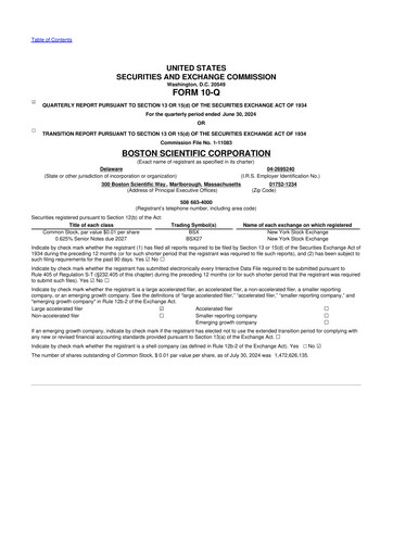 Vorschaubild Boston Scientific 10-Q Quartalsbericht 2024 