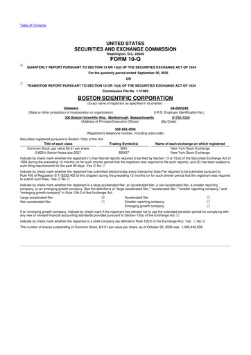 Vorschaubild Boston Scientific 10-Q Quartalsbericht 2025 