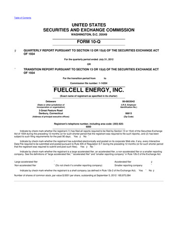 Thumbnail FuelCell Energy
 10-Q Quarterly Report FY2012 