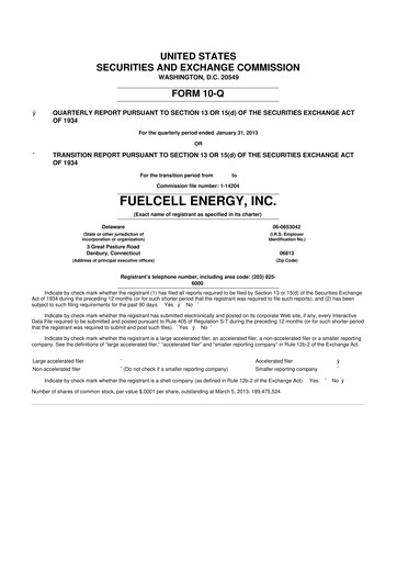 Thumbnail FuelCell Energy
 10-Q Quarterly Report FY2013 