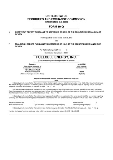 Thumbnail FuelCell Energy
 10-Q Quarterly Report FY2013 