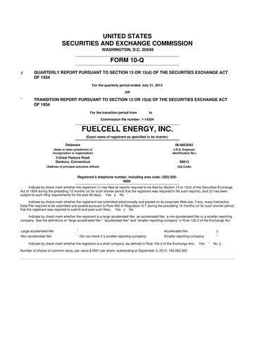 Thumbnail FuelCell Energy
 10-Q Quarterly Report FY2013 