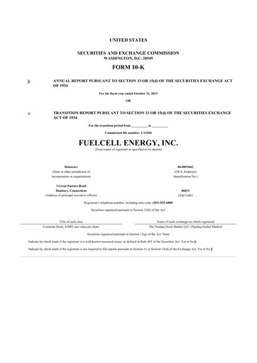 Thumbnail FuelCell Energy
 10-K Annual Report 2013