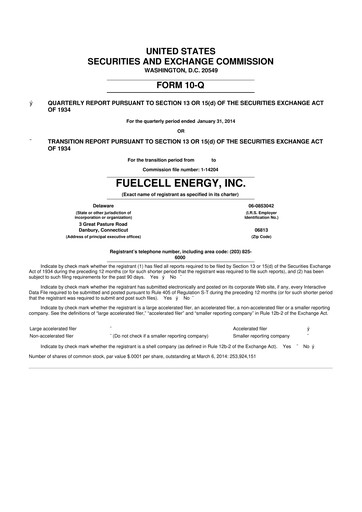 Thumbnail FuelCell Energy
 10-Q Quarterly Report FY2014 