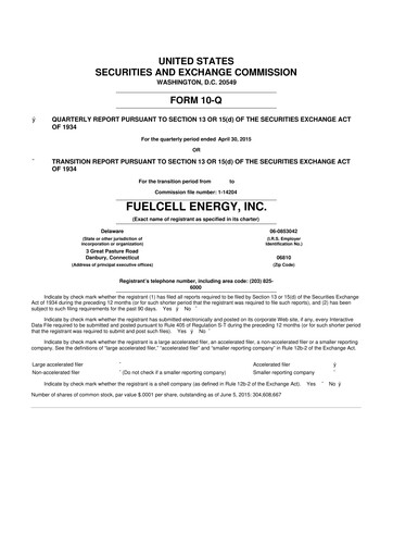 Thumbnail FuelCell Energy
 10-Q Quarterly Report FY2015 