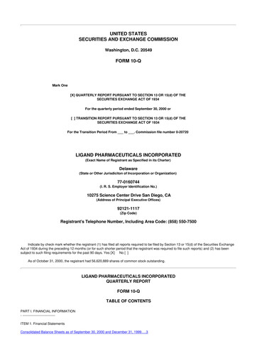 Thumbnail Ligand Pharmaceuticals 10-Q Quarterly Report FY 