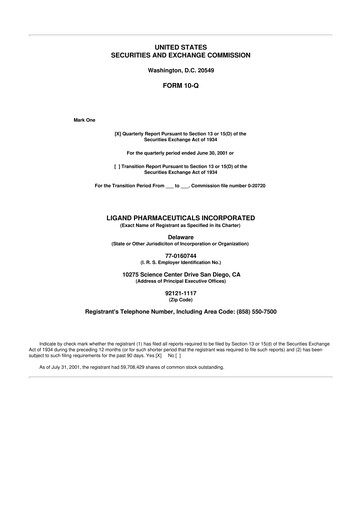 Thumbnail Ligand Pharmaceuticals 10-Q Quarterly Report FY 