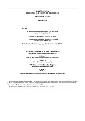 Thumbnail Ligand Pharmaceuticals 10-Q Quarterly Report FY 