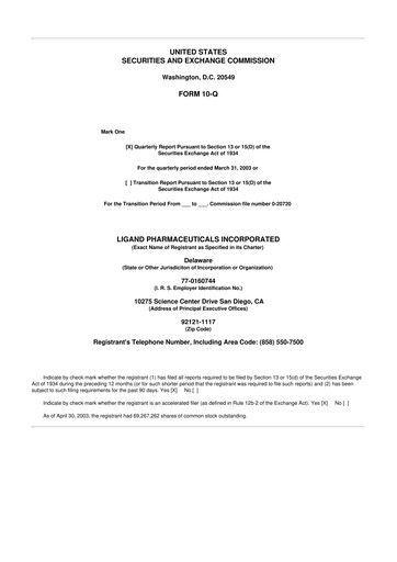 Thumbnail Ligand Pharmaceuticals 10-Q Quarterly Report FY 
