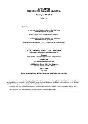 Thumbnail Ligand Pharmaceuticals 10-Q Quarterly Report FY 