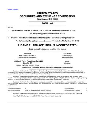 Thumbnail Ligand Pharmaceuticals 10-Q Quarterly Report FY2013 