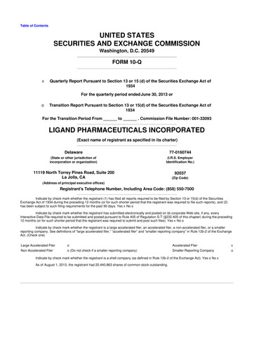 Thumbnail Ligand Pharmaceuticals 10-Q Quarterly Report FY2013 