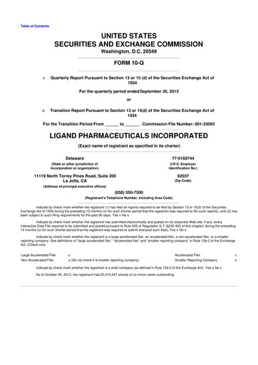Thumbnail Ligand Pharmaceuticals 10-Q Quarterly Report FY2013 