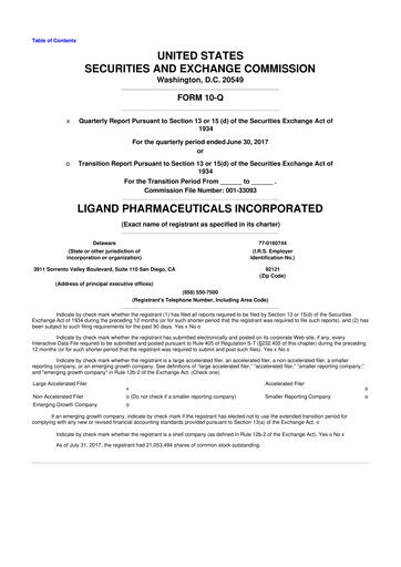 Thumbnail Ligand Pharmaceuticals 10-Q Quarterly Report FY2017 